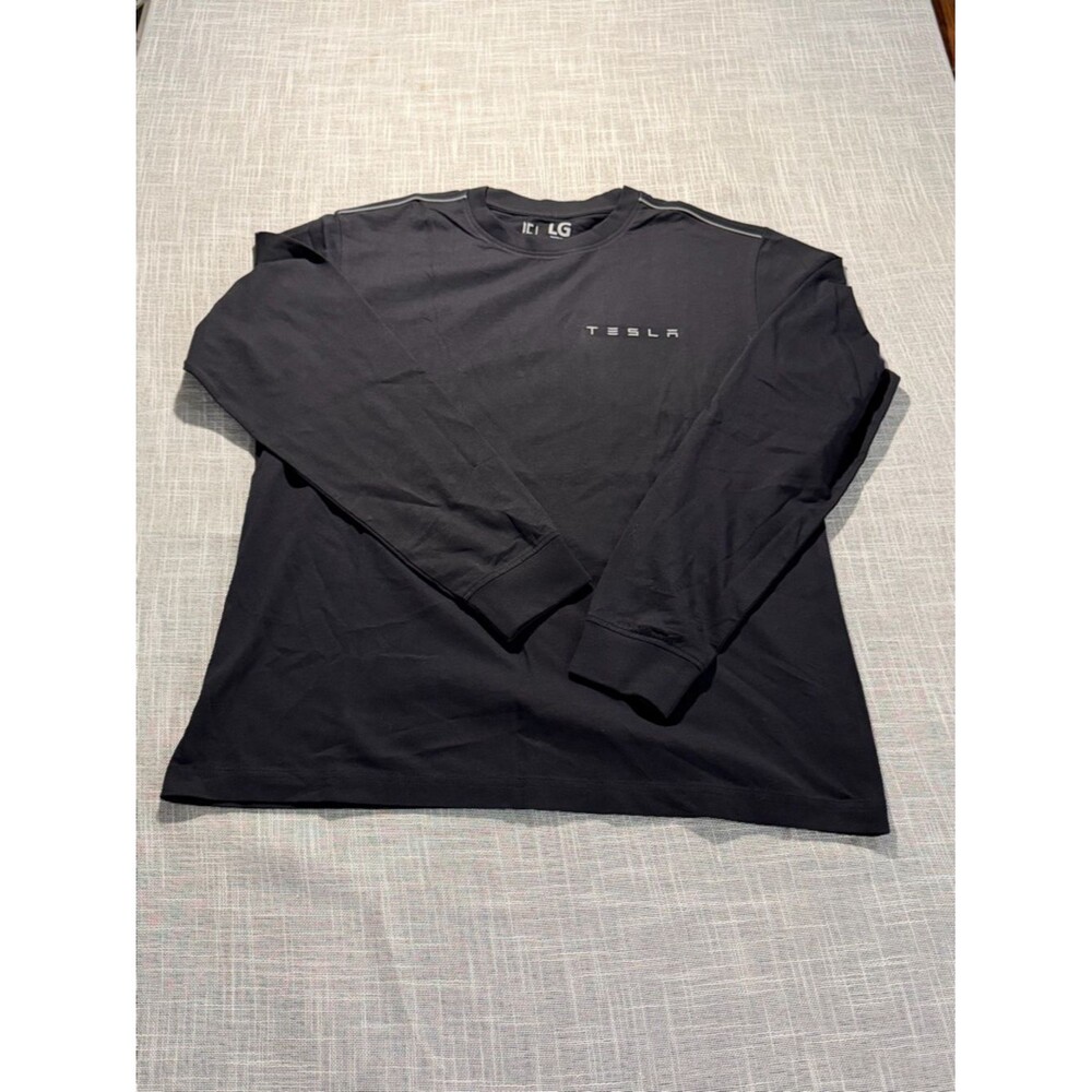 Tesla T Shirt Womens L Black Logo Graphic Crew Neck Long Sleeve Tee - Picture 3 of 8